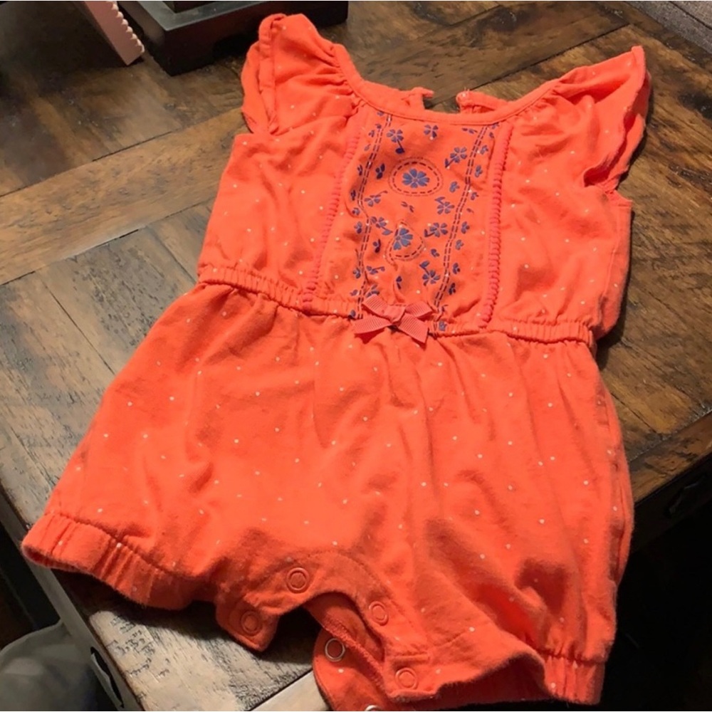 12M Coral Cat & Jack Shorts Romper